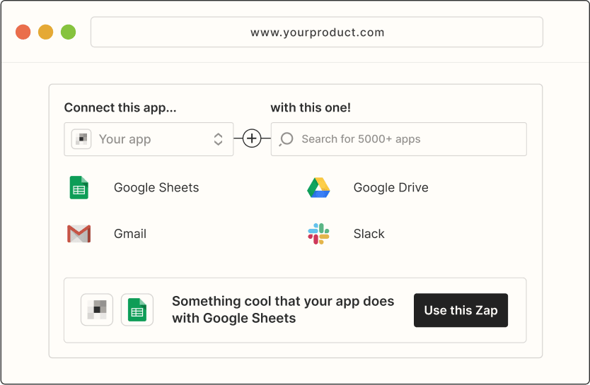 interface of your app connecting with another app